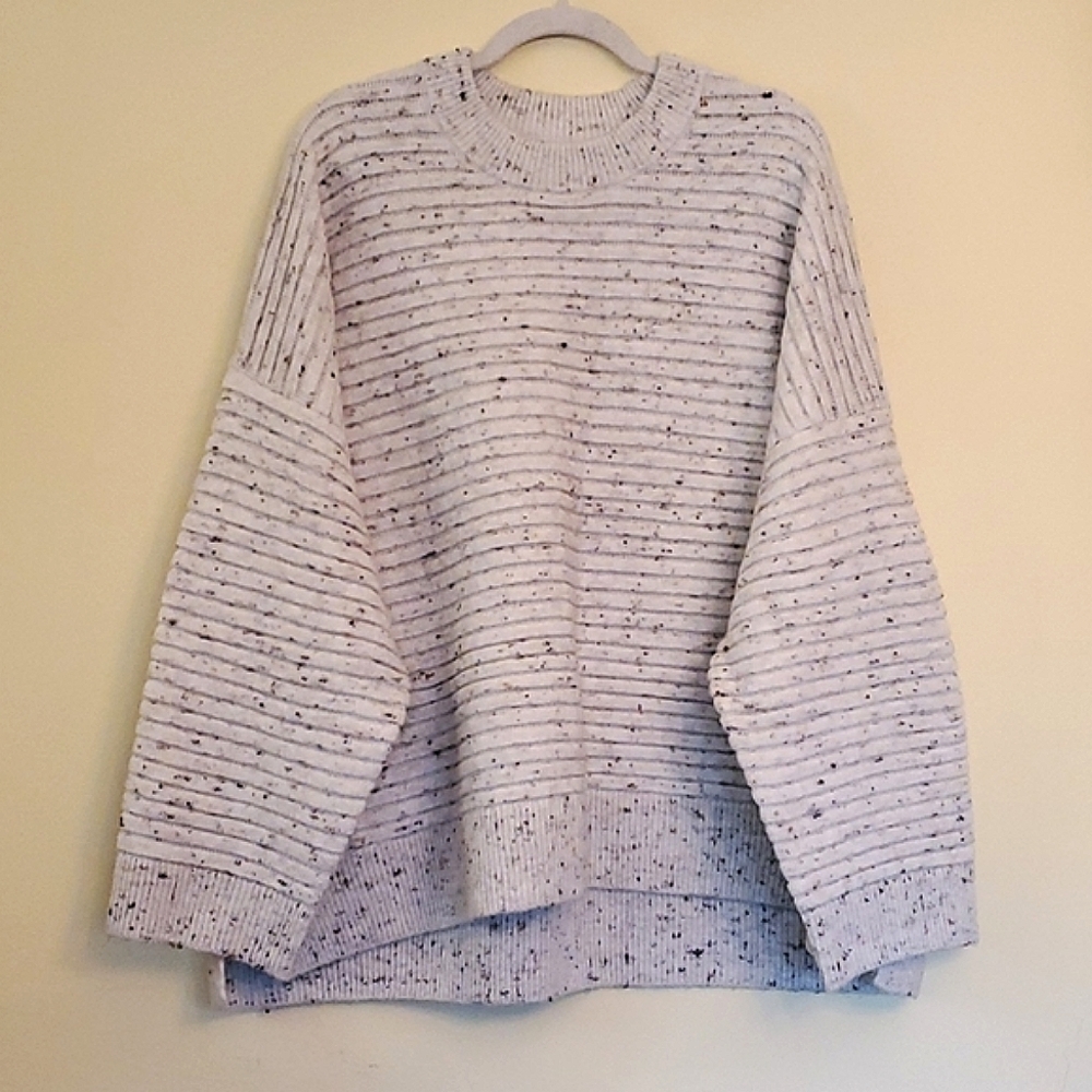 Madewell Ribbed/Ridged Knit Wool-blend Sweater Marled Cream size 4x NWT